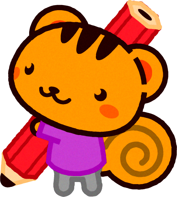 鉛筆を持った動物のイラスト/リス2