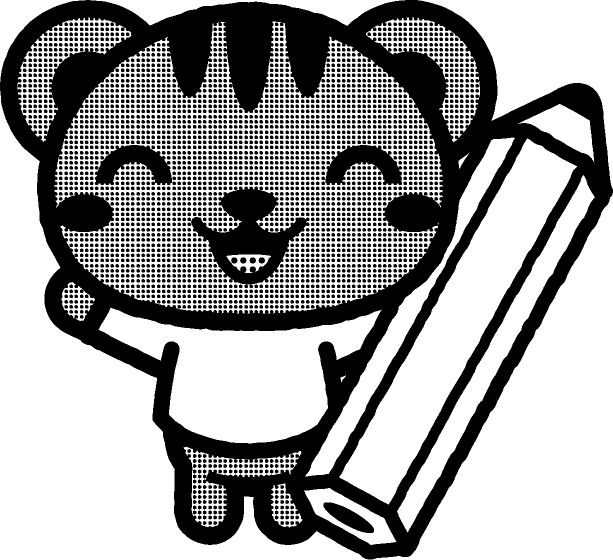 鉛筆を持った動物のイラスト/リス/モノクロ