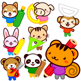 動物と文房具のイラスト