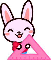 三角定規を持った動物/ウサギ
