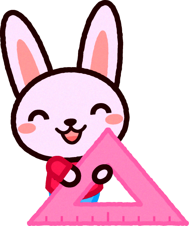 三角定規を持った動物/ウサギ