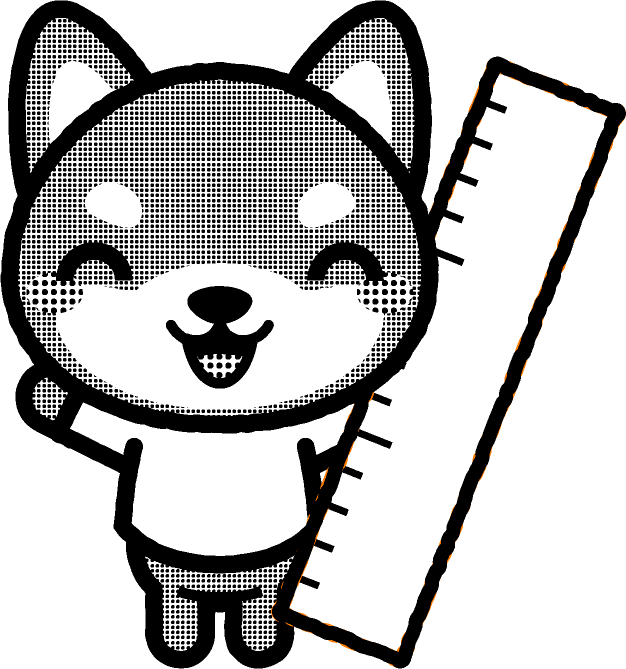定規を持った動物/シバイヌ/モノクロ
