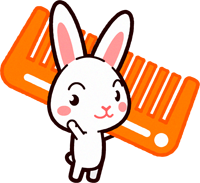 ウサギのイラスト/櫛を担いで手を振る