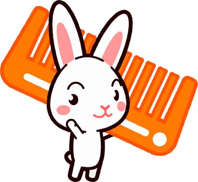 ウサギのイラスト/櫛を担いで手を振る