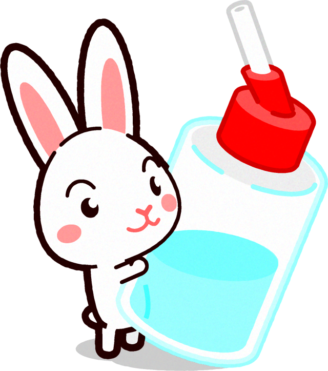 ウサギのイラスト/水の入った容器