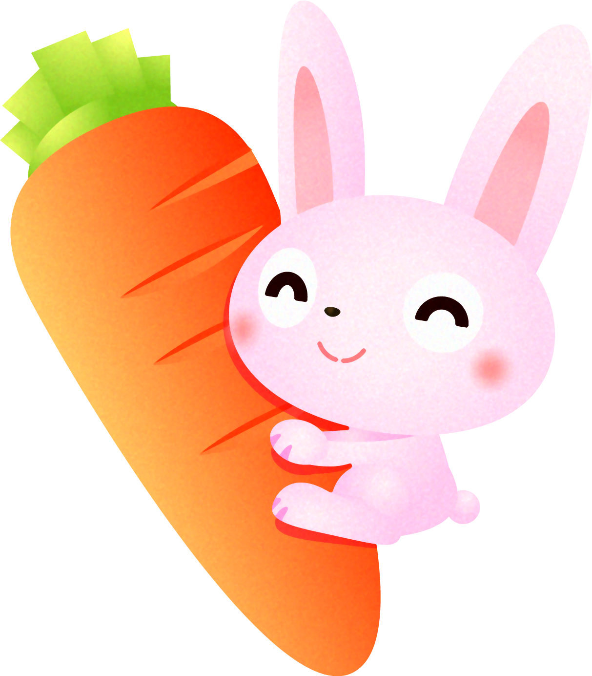 ウサギのイラスト/人参に抱きつく