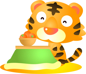 イヌのイラスト/Dogコタツに入った虎のイラスト