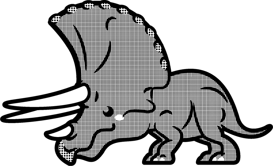 トリケラトプスのイラスト/モノクロ
