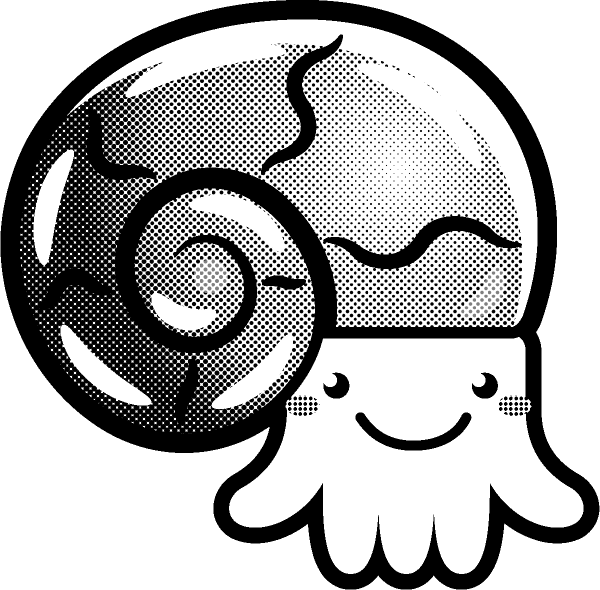 アンモナイトのイラスト/モノクロ