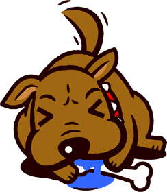 おやつを食べる番犬のイラスト