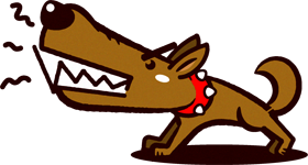 威嚇している番犬のイラスト 