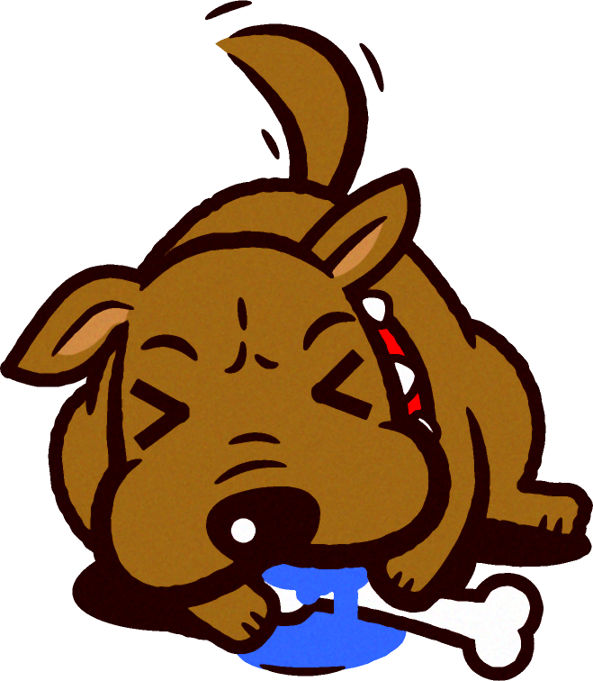 おやつを食べる番犬のイラスト