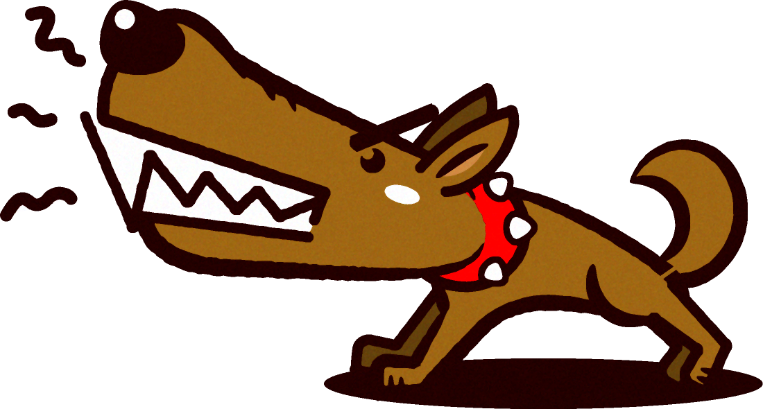 威嚇している番犬のイラスト