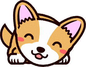ウェルシュ・コーギーのイラスト/笑顔で前のめり