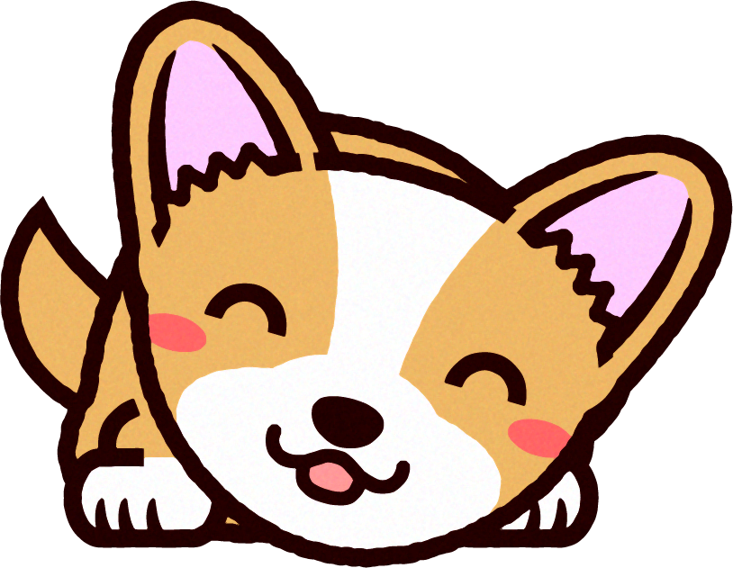 ウェルシュ・コーギーのイラスト/笑顔で前のめり
