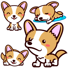 かわいいウェルシュ・コーギー・ペンブロークのイラスト