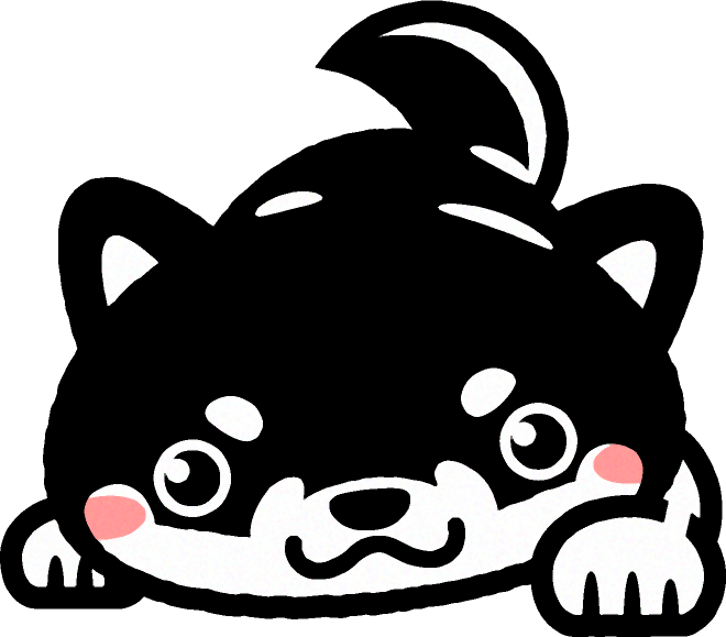 黒い柴犬のイラスト/前傾姿勢