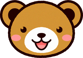かわいいクマの顔のイラスト/口を開く
