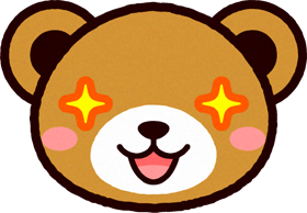 かわいいクマの顔のイラスト/目を輝かす