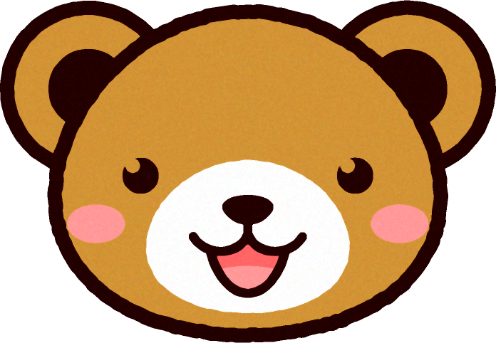かわいいクマの顔のイラスト/口を開く