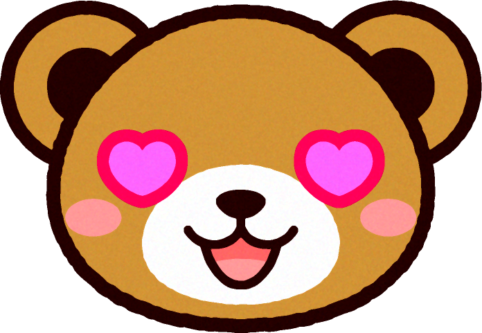 かわいいクマの顔のイラスト/目がハート