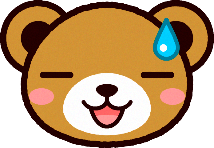 かわいいクマの顔のイラスト/動揺している
