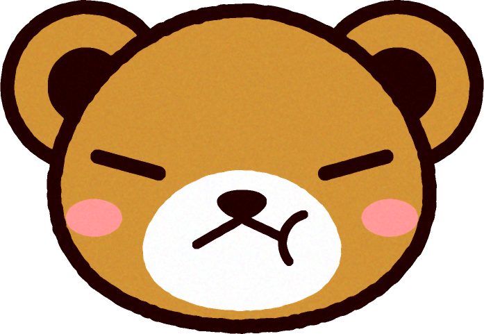 かわいいクマの顔のイラスト/不満
