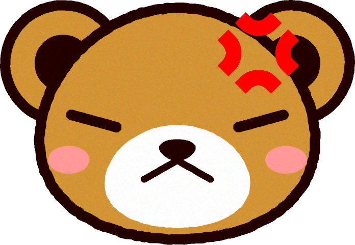 かわいいクマの顔のイラスト/怒る