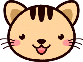 かわいい猫の顔のイラスト/口を開く