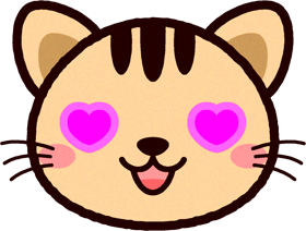 かわいい猫の顔のイラスト/目がハート