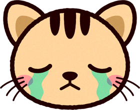 かわいい猫の顔のイラスト/泣く
