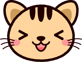 かわいい猫の顔のイラスト/喜ぶ