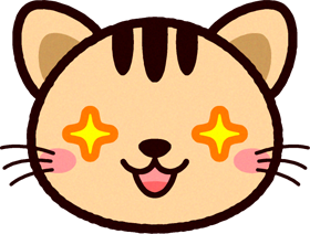 かわいい猫の顔のイラスト/目を輝かす
