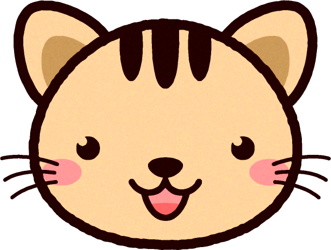 かわいい猫の顔のイラスト/口を開く