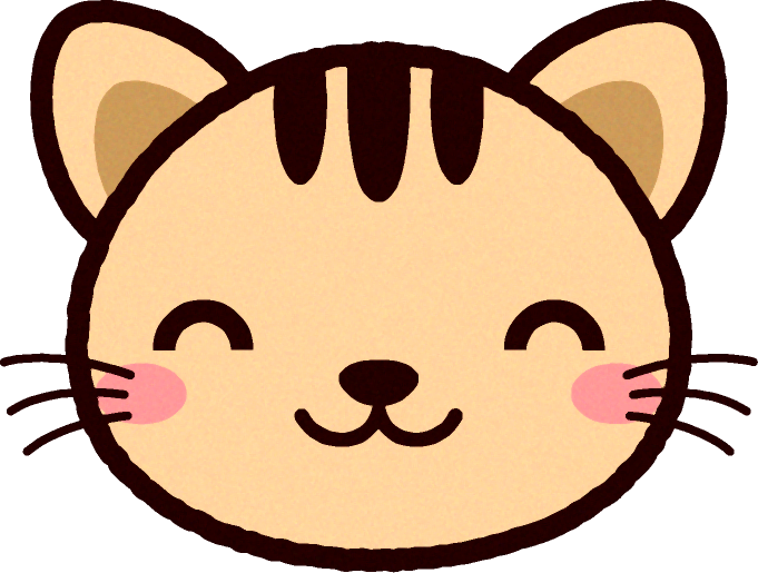 かわいい猫の顔のイラスト/ほほ笑む