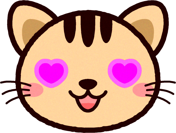 かわいい猫の顔のイラスト/目がハート