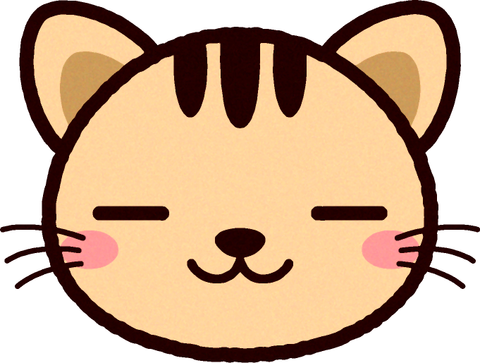かわいい猫の顔のイラスト/目を閉じる