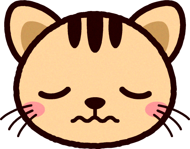かわいい猫の顔のイラスト/悲しい