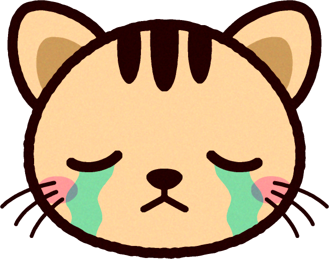 かわいい猫の顔のイラスト/泣く