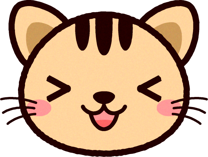 かわいい猫の顔のイラスト/喜ぶ