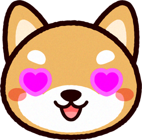 かわいい柴犬の顔のイラスト/目がハート