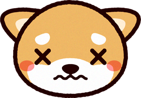かわいい柴犬の顔のイラスト/もうムリ