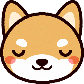 かわいい柴犬の顔のイラスト/目をつぶる