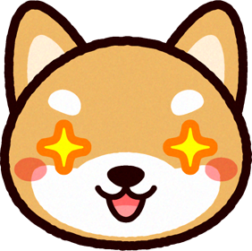 かわいい柴犬の顔のイラスト/目を輝かす