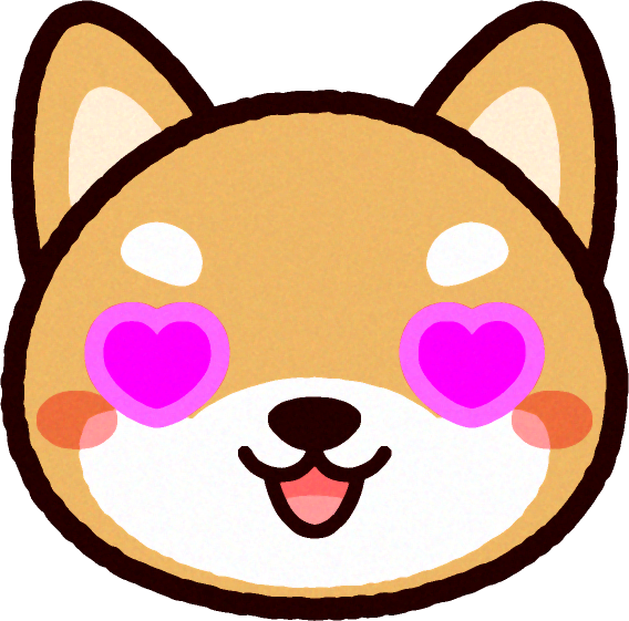 かわいい柴犬の顔のイラスト/目がハート