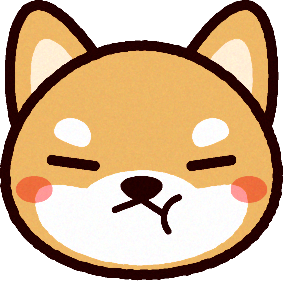 かわいい柴犬の顔のイラスト/不満