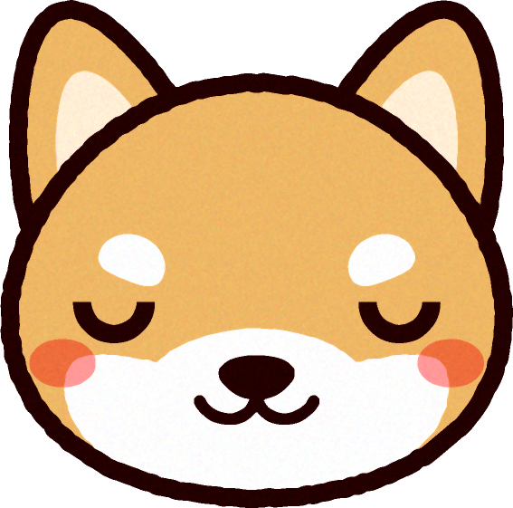 かわいい柴犬の顔のイラスト/目をつぶる