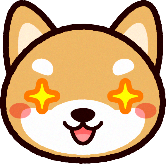 かわいい柴犬の顔のイラスト/目を輝かす