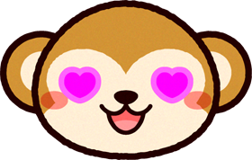 かわいい猿の顔のイラスト/目がハート