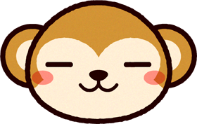 かわいい猿の顔のイラスト/目を閉じる